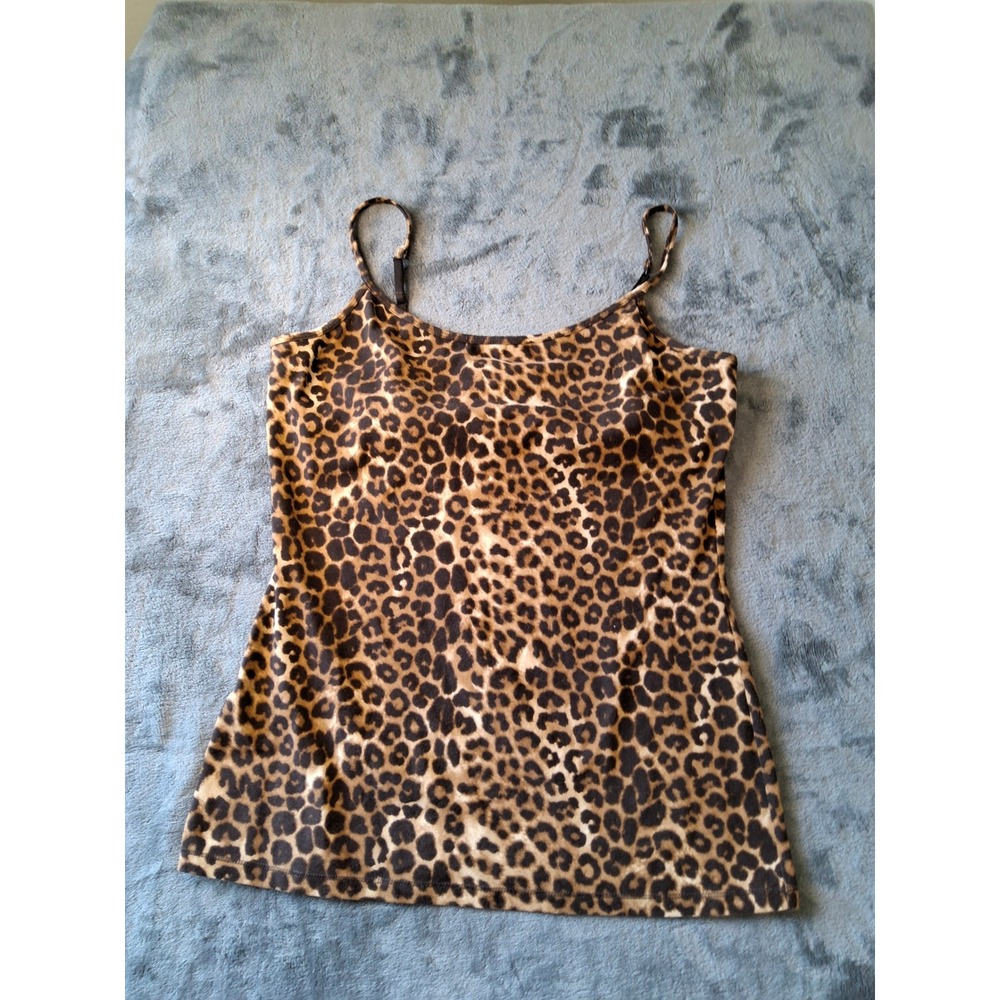 Express Sexy Basic Bra Cami Leopard Print Adjustable Strap Tank Top Brown Large